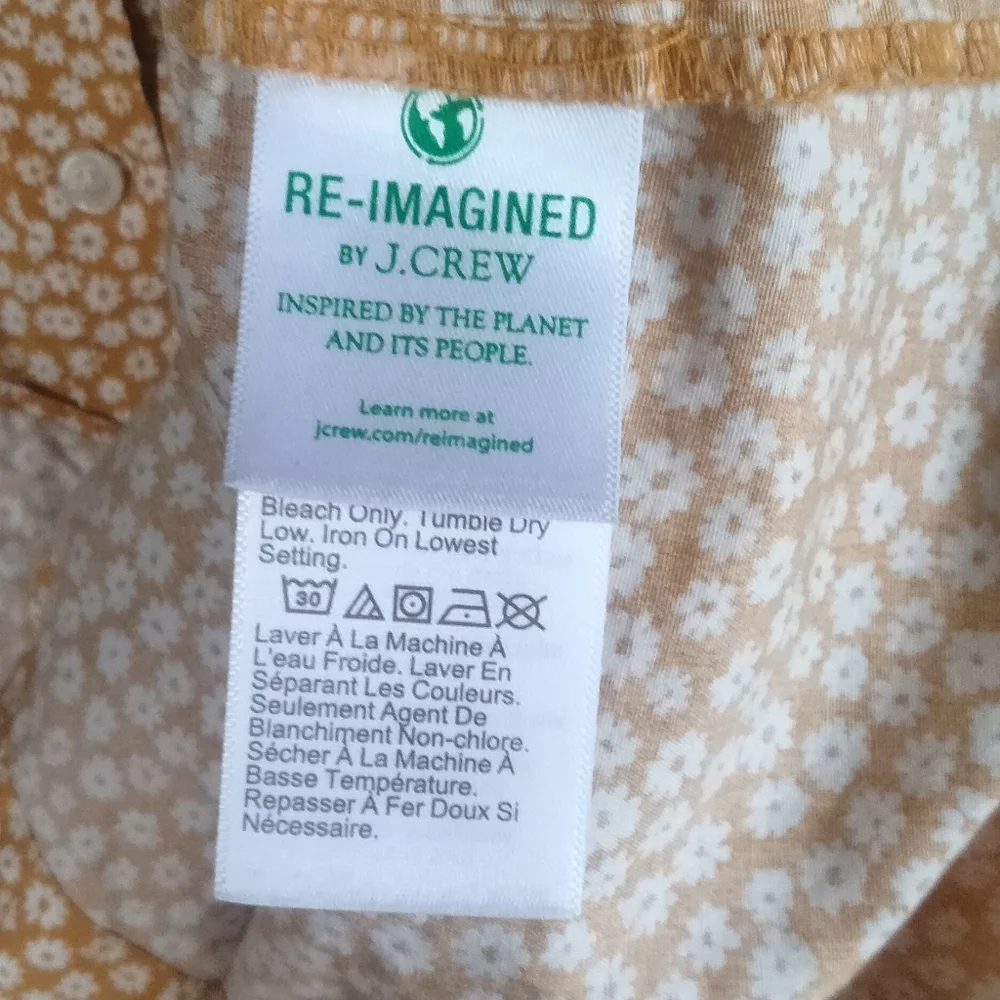 J. Crew Size Medium Yellow Floral Button Down Shirt - Picture 5 of 7